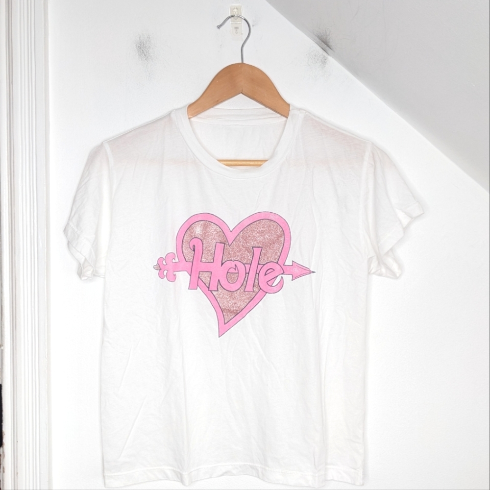 DAYDREAMER Glitter Heart Graphic Band Solo Tee NEW Size S